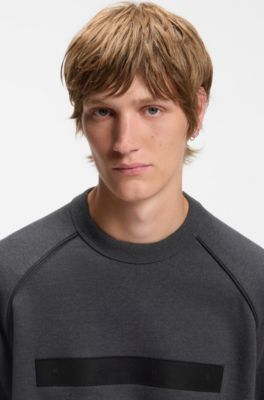 Relaxed-fit cotton-terry sweatshirt with wide-set logo, Dark Grey