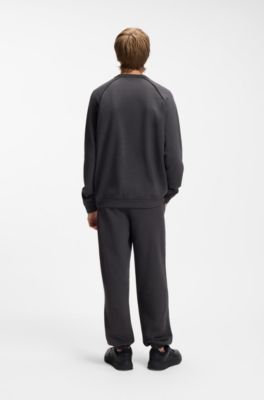 Relaxed-fit cotton-terry sweatshirt with wide-set logo, Dark Grey
