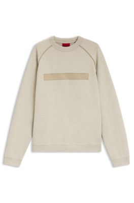 Relaxed-fit cotton-terry sweatshirt with wide-set logo, Light Beige