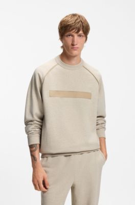Sudadera relaxed fit en felpa de algod&oacute;n con logo espaciado, Beige claro