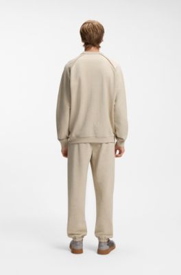 Sudadera relaxed fit en felpa de algod&oacute;n con logo espaciado, Beige claro