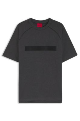 Camiseta relaxed fit en punto de algod&oacute;n con logo espaciado, Gris oscuro