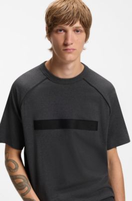 Camiseta relaxed fit en punto de algod&oacute;n con logo espaciado, Gris oscuro