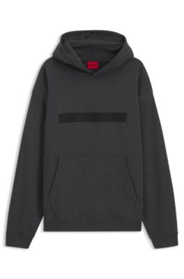 Sweat &agrave; capuche Relaxed en molleton de coton avec lettrage espac&eacute;, Gris sombre