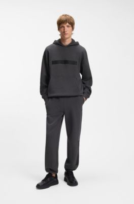 Prenda con capucha relaxed fit de felpa de algod&oacute;n con logo espaciado, Gris oscuro