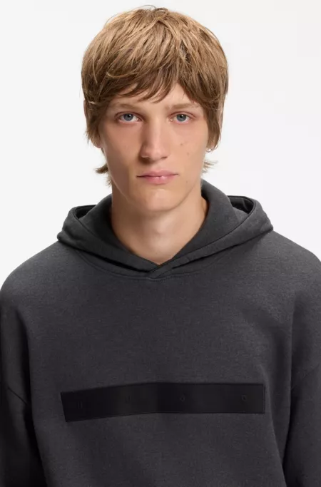 Relaxed-fit cotton terry hoodie with wide-set logo