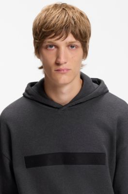 Prenda con capucha relaxed fit de felpa de algod&oacute;n con logo espaciado, Gris oscuro