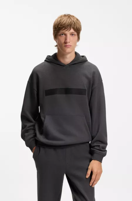 Relaxed-fit cotton terry hoodie with wide-set logo