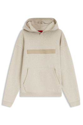 Relaxed-fit cotton terry hoodie with wide-set logo, Light Beige