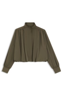 Relaxed-fit blazer with balloon hem, Light Green