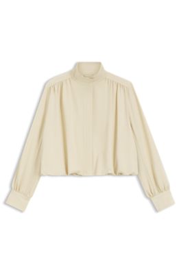 Relaxed-fit blazer with balloon hem, Light Yellow