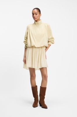 Relaxed-fit blazer with balloon hem, Light Yellow