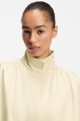 Relaxed-fit blazer with balloon hem, Light Yellow