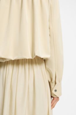 Relaxed-fit blazer with balloon hem, Light Yellow