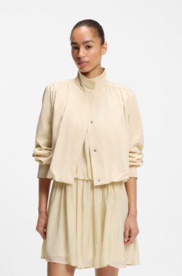 Relaxed-fit blazer with balloon hem, Light Yellow