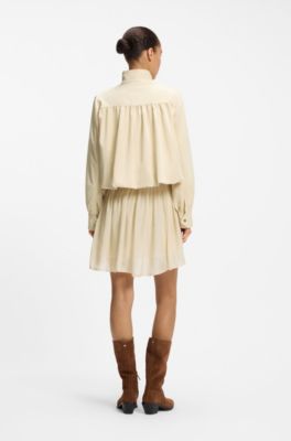 Relaxed-fit blazer with balloon hem, Light Yellow