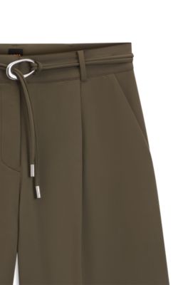 Relaxed-fit shorts with buckled belt, Light Green
