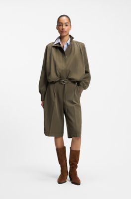 Relaxed-fit shorts with buckled belt, Light Green