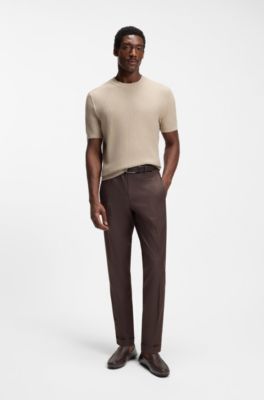 Mocasines de piel con empeine tejido, Marr&oacute;n oscuro