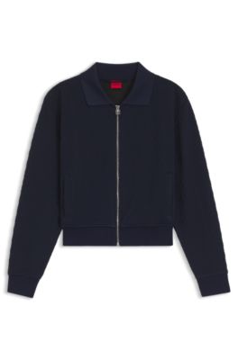Sudadera con logo apilado en el tirador de la cremallera, Azul