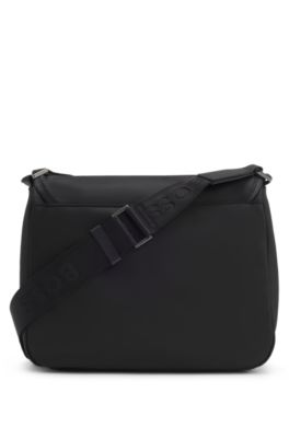 Bolso cruzado de sarga con monograma Double&nbsp;B, Negro
