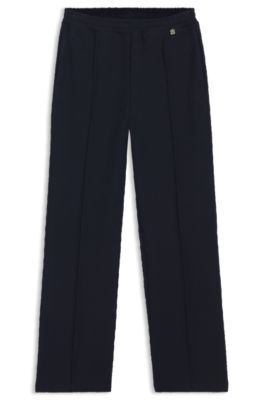 Straight-fit track pants in diamond jacquard, Blue