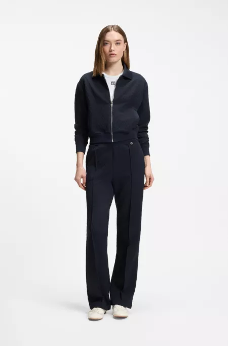 Straight-fit track pants in diamond jacquard