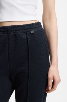 Pantalones de ch&aacute;ndal straight fit en jacquard de rombos, Azul