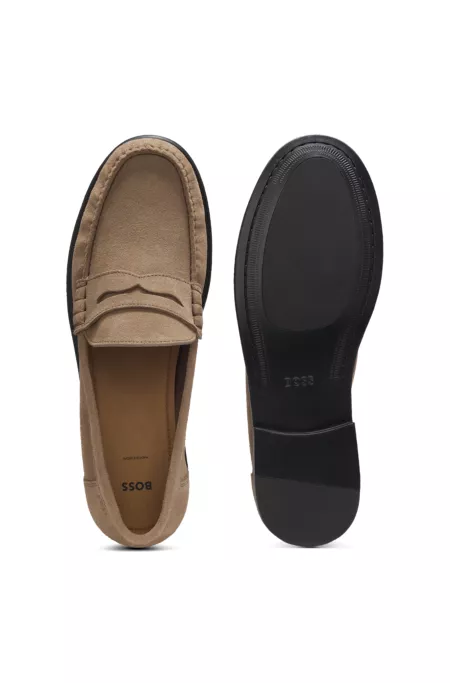 Penny-trim moccasins in suede