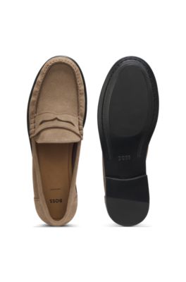 Penny-trim moccasins in suede, Beige