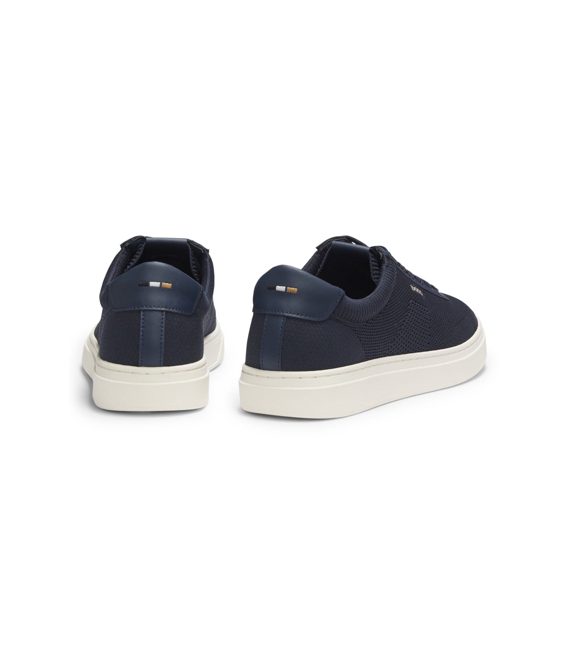 BOSS - Lace-up trainers with knitted uppers and leather trims