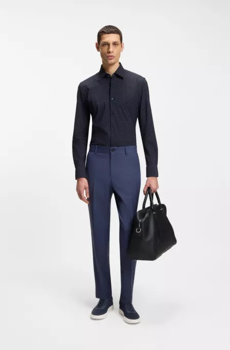 Lace-up trainers with knitted uppers and leather trims