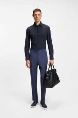 Deportivas con cordones, empeines de punto y apliques de piel, Azul oscuro