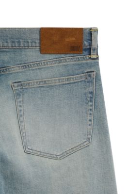 BOSS BY BECKHAM slim-fit jeans in blue stretch denim, Turquoise