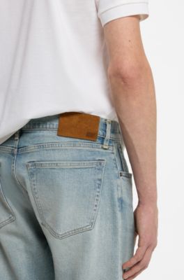 BOSS BY BECKHAM slim-fit jeans in blue stretch denim, Turquoise