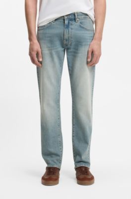BOSS BY BECKHAM slim-fit jeans in blue stretch denim, Turquoise