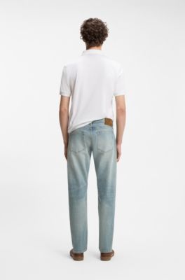 BOSS BY BECKHAM slim-fit jeans in blue stretch denim, Turquoise