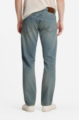BOSS BY BECKHAM slim-fit jeans in blue stretch denim, Turquoise