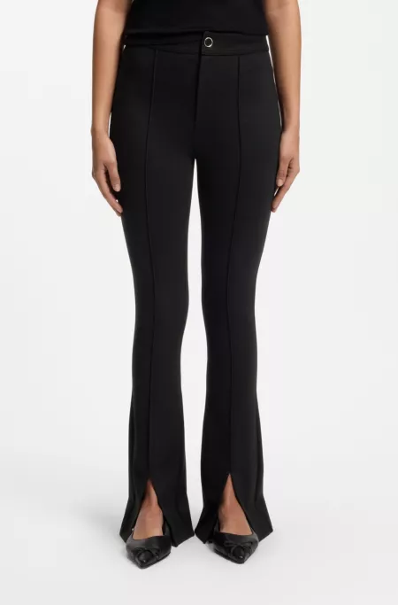 Flared-fit pants with front slits