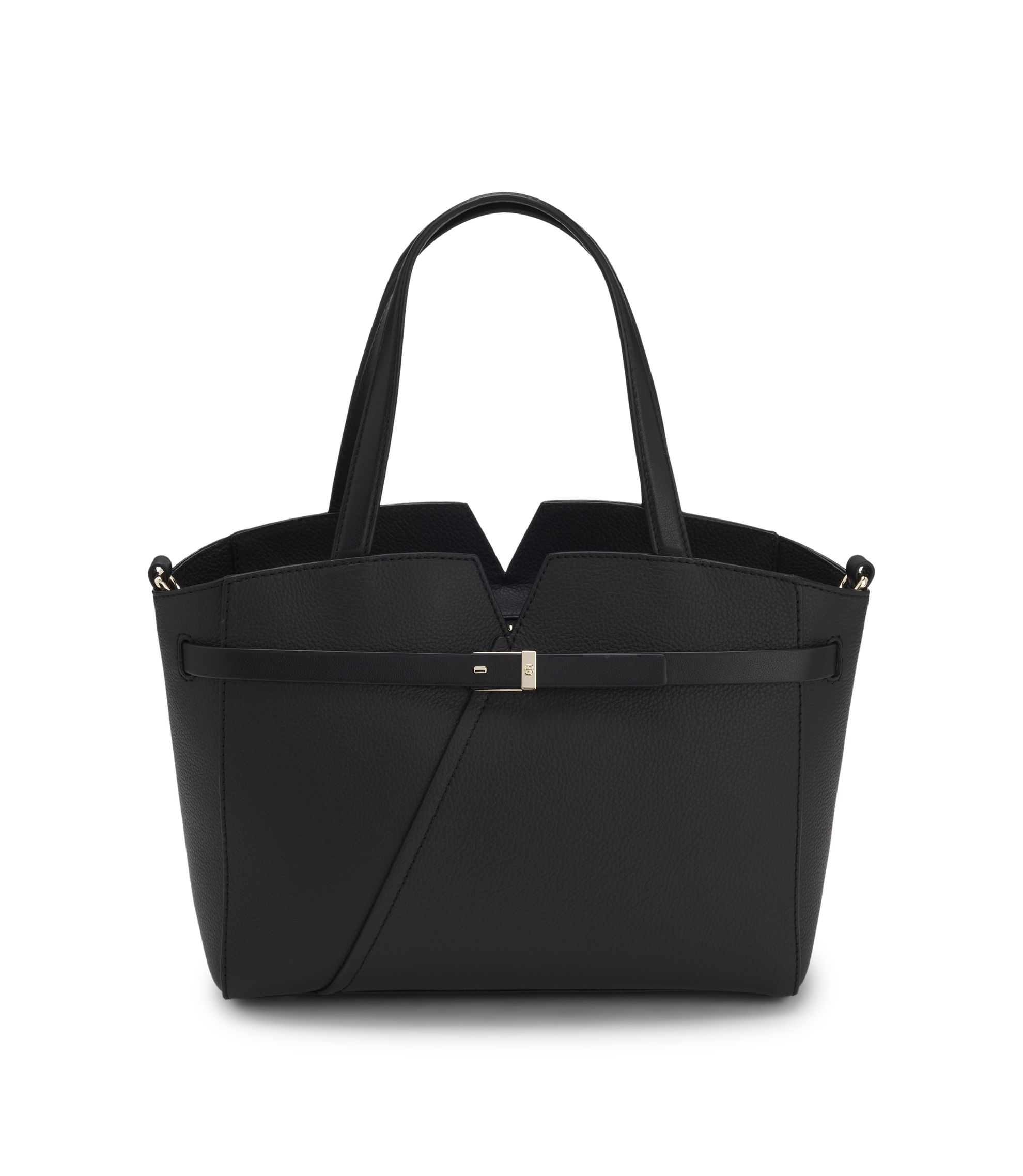 バハ250 BOSS - BOSS Revers small leather tote bag with belt detail - Black