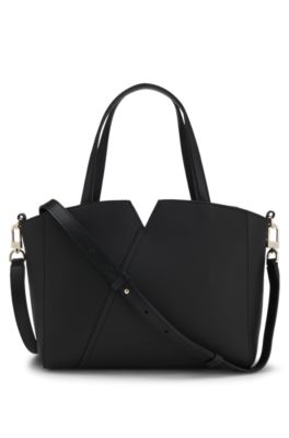 BOSS Revers small leather tote bag with belt detail, Black
