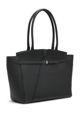 Bolso tote BOSS REVERS de piel con detalle de cintur&oacute;n, Negro