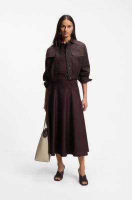 BOSS REVERS tote bag in leather with belt detail, Light Beige