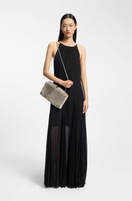 BOSS REVERS metallic-leather clutch bag with split topline