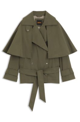 Water-repellent trench coat with belt, Light Green