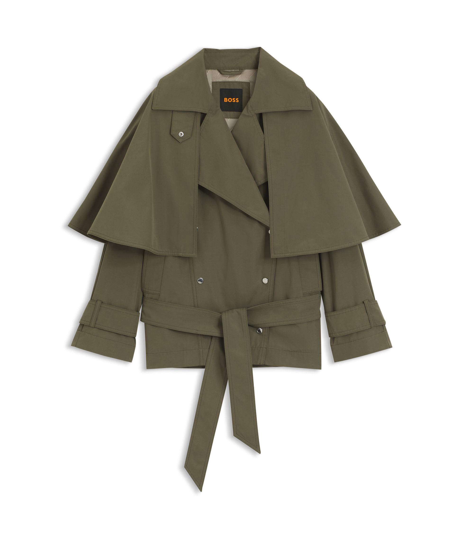 BOSS - Water-repellent trench coat with belt - Light Green