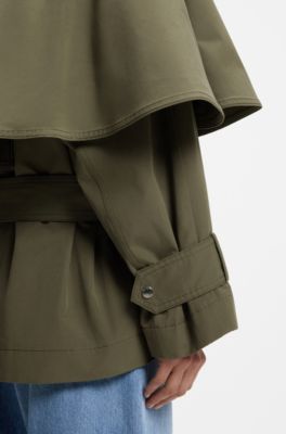 Water-repellent trench coat with belt, Light Green