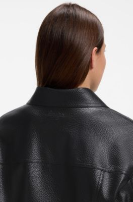 Relaxed-fit jacket in faux leather, Black