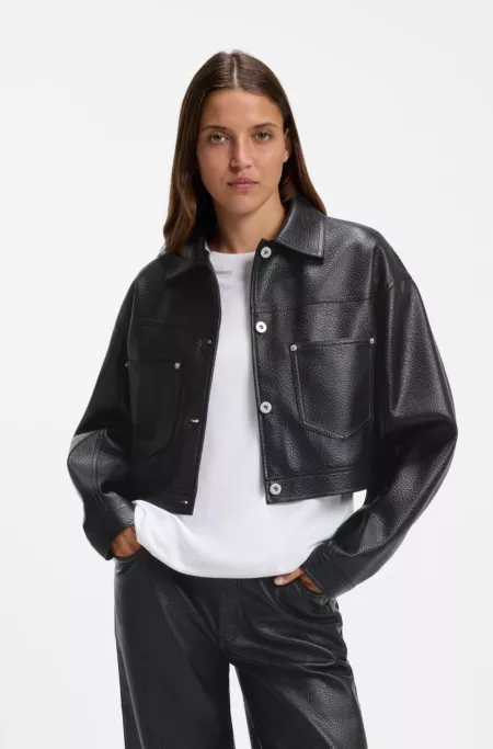 Relaxed-fit jacket in faux leather