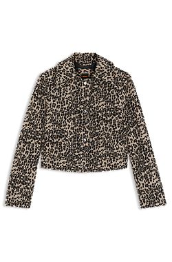 Blazer regular fit en algodón con dibujo de leopardo